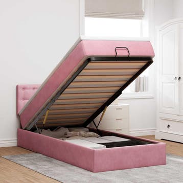 vidaXL Ottoman bed met matras 80x200cm fluweel roze, Eenpersoons, Verzenden, Nieuw, 80 cm