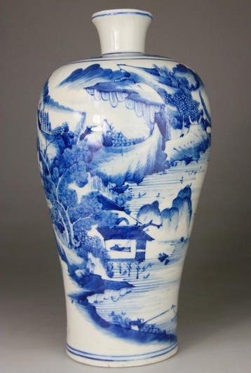Vaas en porselein blauw-wit Meiping - Porselein - China -, Antiek en Kunst