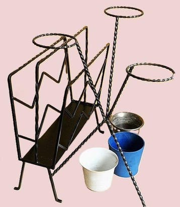 Standaard (2) - IJzer - Twee vintage objecten, Antiek en Kunst