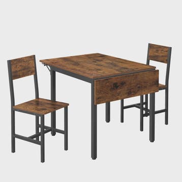 Compacte Eetkamer Set met 2 Stoelen en Klaptafel - Rustiek H, Verzenden, Nieuw