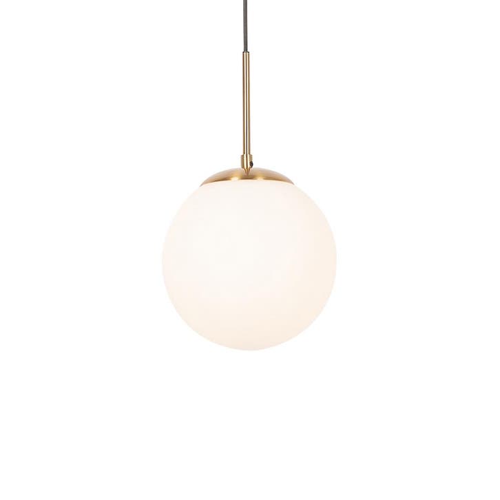 Art Deco hanglamp goud met opaal glas - Flore, Huis en Inrichting, Lampen | Hanglampen, Nieuw, Verzenden