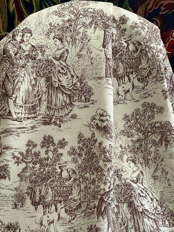 Vijf meter met dubbele breedte van toile de Jouy voor