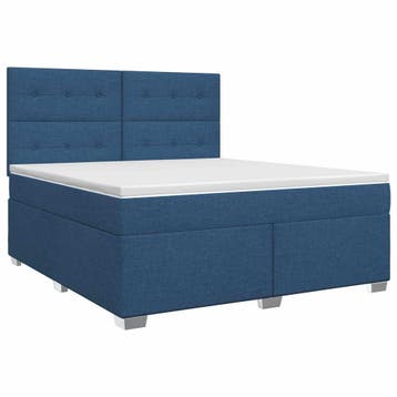 vidaXL Boxspringbed met matras met hoofdeinde Blauw 160 x, Huis en Inrichting, Slaapkamer | Bedden, Verzenden, Nieuw, Blauw