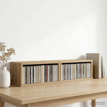 vidaXL CD Opslag Rek 2 st Artisanaal eiken 40 x 17 x 17 cm, Verzenden, Nieuw