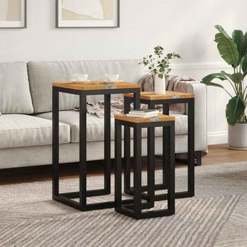 vidaXL Nesttafel 3 st Bruin Massief Teakhout, Huis en Inrichting, Tafels | Salontafels, Verzenden, Nieuw, Teakhout