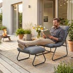 Tuinset Malmö 2-delig loungestoel met voetenbank tuinmeubels, Tuin en Terras, Verzenden, Nieuw