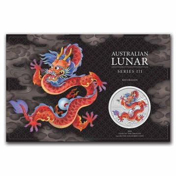Lunar III - Proof - Red Dragon -  Year of the Dragon - 1 oz, Verzenden, Losse munt, Zilver