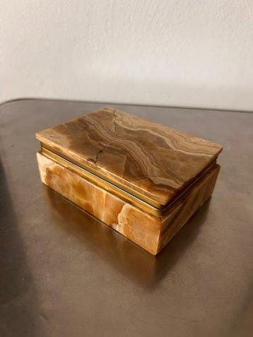 Elegante Scatola Portagioie in Onice bandato (calcite) e, Antiek en Kunst