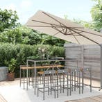 vidaXL 9-delige Tuinbarset poly rattan en massief acaciahout, Verzenden, Nieuw, Rotan, 8 zitplaatsen