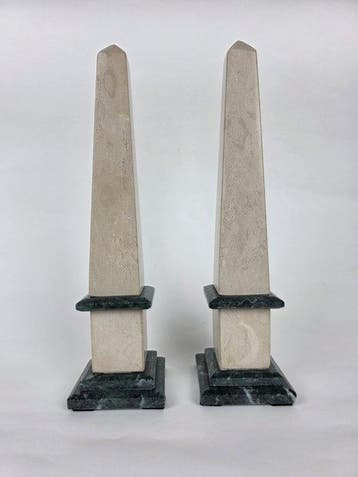 sculptuur, Coppia di Obelischi Neoclassici XX Sec. - 35 cm -