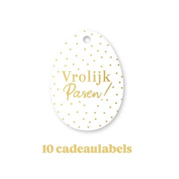 10x Cadeaulabel - VROLIJK PASEN - wit - goudfolie - paase..., Ophalen of Verzenden, Nieuw