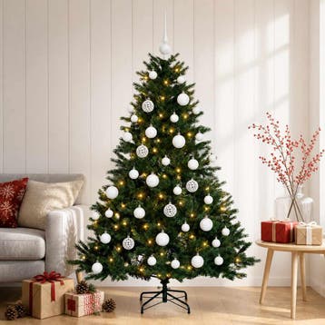 vidaXL Kunstkerstboom met kerstbal 150 cm 150 LEDs Warmwit, Diversen, Verzenden, Nieuw