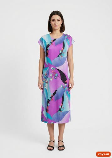 BOAS Zomerjurken Dames maat WUnknown / LMaxi Paars Vintage, Ophalen of Verzenden, Nieuw