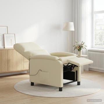 vidaXL Massage Recliner Crèmekleurig Kunstleer, Huis en Inrichting, Verzenden, Nieuw