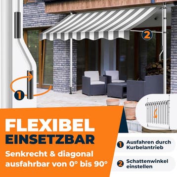 Klemluifel - Balkon luifel - Verticale luifel - 150 cm - Gri, Verzenden, Zo goed als nieuw