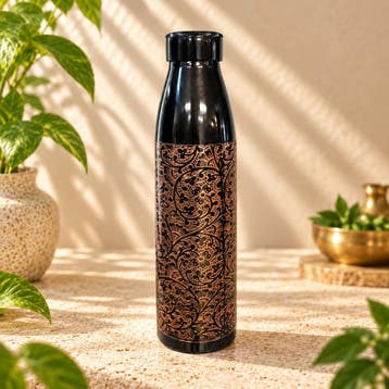 Puur koperen waterfles antique met patroon gegraveerd ± 950, Ophalen of Verzenden, Nieuw