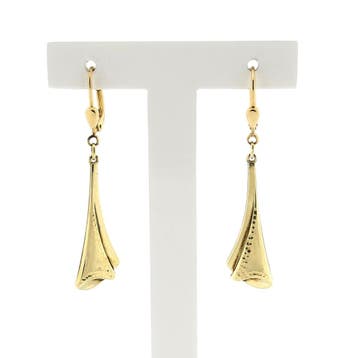 Gouden oorhangers; 14 karaat (Oorbellen), Sieraden, Tassen en Uiterlijk, Ophalen of Verzenden, Gebruikt, Goud, Goud