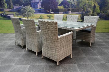 Capri Menorca dining tuinset 220x100xH75 cm 7-delig, Ophalen of Verzenden, Nieuw, Wicker