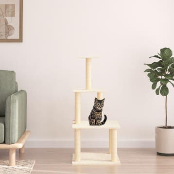 vidaXL Kattenmeubel met sisal krabpalen 111 cm crèmekleurig, Verzenden, Nieuw