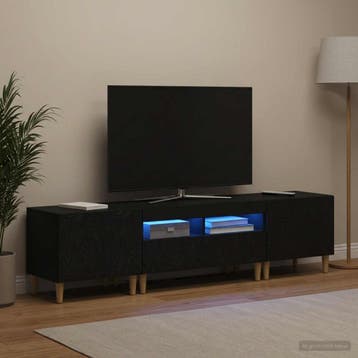 vidaXL 3-delige LED TV-kast DELFT Zwart Bewerkt hout, Huis en Inrichting, Kasten | Televisiemeubels, Minder dan 50 cm, Verzenden