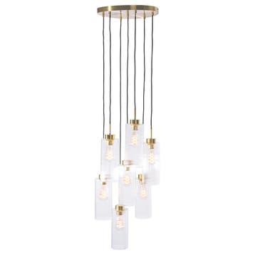 Art Deco hanglamp goud met glas 7-lichts - Laura, Verzenden, Nieuw, Glas, Art Deco