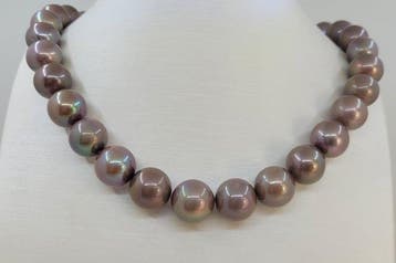 Halsketting Grote 13x15 mm ronde Edison-parels, Nieuw