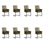 Set van 8 Leren eetkamerstoelen Ruler - Granada Moss, Huis en Inrichting, Stoelen, Ophalen of Verzenden, Nieuw, Leer