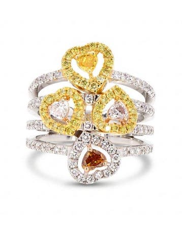 Statement ring - 18 karaat Witgoud - 1.32ct. tw. Gemengde