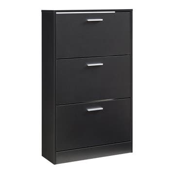 Schoenenkast Sykkylven 3 kleppen zwart 103x60x24 cm [en.casa, Verzenden, Nieuw
