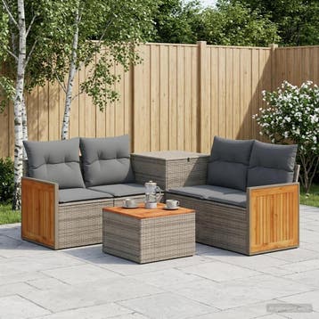 vidaXL Bankstel 8 st Grijs en Donkergrijs Poly Rattan en, Verzenden, Nieuw