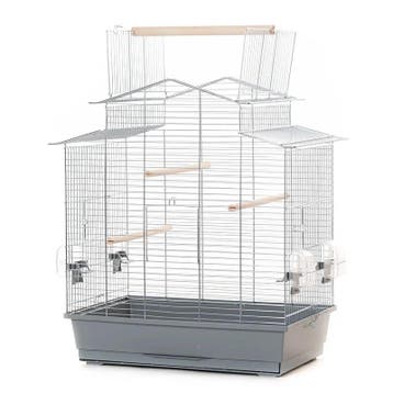 Vogelkooi Iza 3 Cabrio – Grijs/Chroom Binnenkooi voor Par., Verzenden, Nieuw, Overige materialen, Vogelkooi