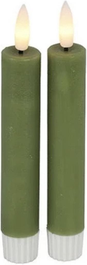 Countryfield Led dinerkaarsen - 2x st- groen -H15cm -, Ophalen of Verzenden, Nieuw
