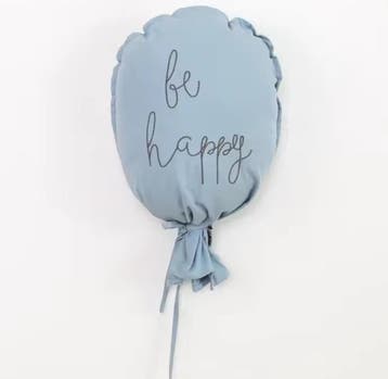 Wanddecoratie katoenen ballon Be Happy roze, blauw of grijs, Verzenden, Nieuw, Kraamcadeau