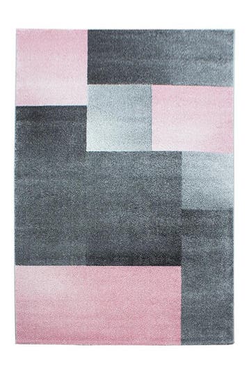 Modern Vloerkleed | Lucca | Blokken | Roze | 80x250 cm, Huis en Inrichting, Stoffering | Tapijten en Kleden, Verzenden, Nieuw