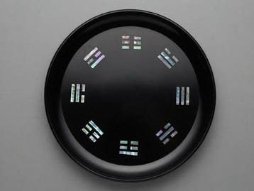 Japanese Black Lacquer Round Tray (Marubon) with Raden