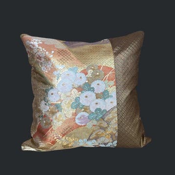Japanese Vintage Silk Obi Art Cushion - Saga Nishiki Floral