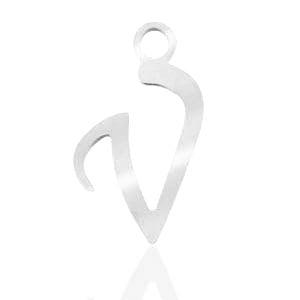 Roestvrij stalen (RVS) Stainless steel bedels initial V, Ophalen of Verzenden, Nieuw, Bedel
