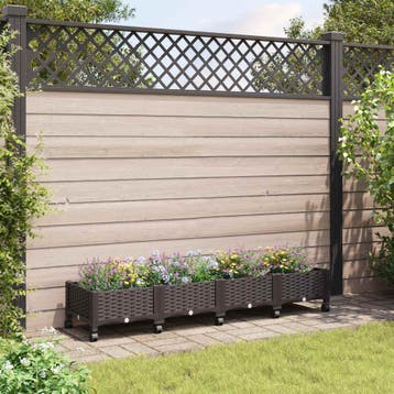 vidaXL Tuinschaal met wielen Bruin 160 x 40 x 29 cm PP, Tuin en Terras, Bloembakken en Plantenbakken, Verzenden, Nieuw, Minder dan 60 cm