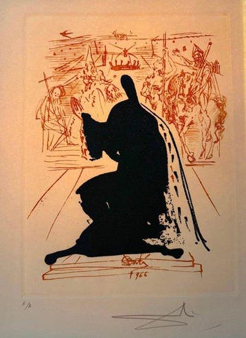 Salvador Dali (1904-1989) - Figura con manto de armiño