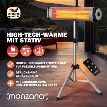 Terrasverwarmer MZH5000 Zilver 2500W met Standaard, Verzenden, Nieuw