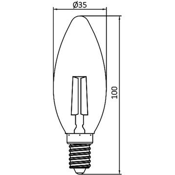 LED Lamp E14 Kaars Filament - Brinton - Amber 4W 360lm - 822, Ophalen of Verzenden, Nieuw, E14 (klein), Led-lamp