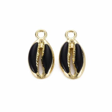 2 x Kauri Schelp hangers light gold 17 x 8,5 x 3,5mm oogj..., Ophalen of Verzenden, Nieuw, Bedel
