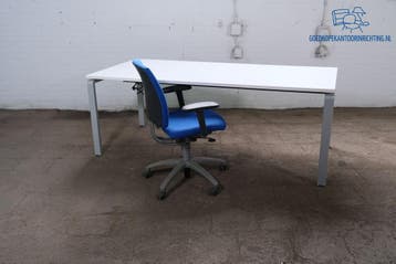 Tweedehands Palmbureau 200x90 cm Wit Zilvergrijs, Huis en Inrichting, Bureaus, Overige typen, Gebruikt, Verzenden, Overige merken