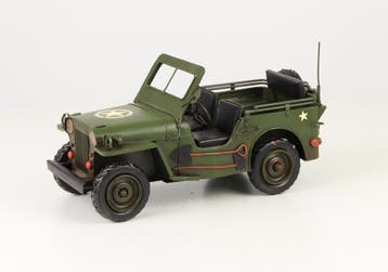 Blikken model van een leger-jeep (Beeldjes - Decoratie), Verzenden, Nieuw