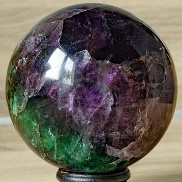 Fluoriet Fine polished Multicolor fluorite sphere - Hoogte: