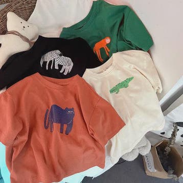 Trendy Kinder T-shirt met Dierenprint - Korte Mouw Zomer Kle, Verzenden, Nieuw