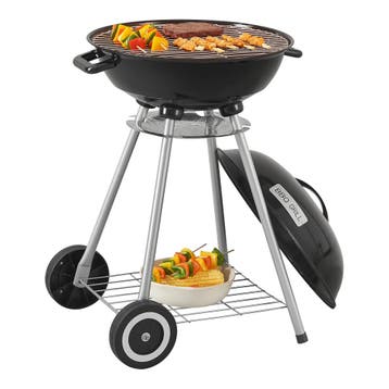 Houtskool BBQ Apricena rond met deksel 80x49x47 cm zwart cas, Verzenden, Nieuw