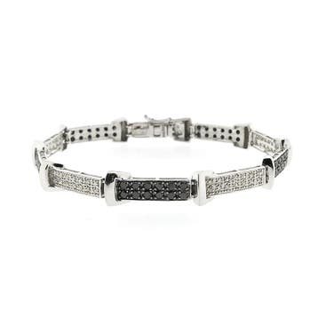 Witgouden armband met zwarte moissanite en diamanten; 1,2..., Gebruikt, Ophalen of Verzenden, Met edelsteen, Goud