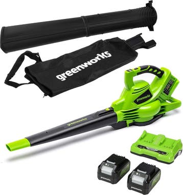 Greenworks Bladblazer Set | 30% Korting | Tweedekansje, Tuin en Terras, Met zuigfunctie, Nieuw, Ophalen of Verzenden, Greenworks