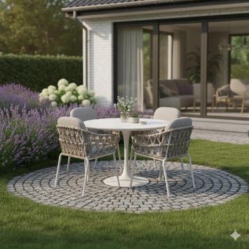Matera Flair dining tuinset 5-delig latte zand 120xH75cm, Ophalen of Verzenden, Nieuw